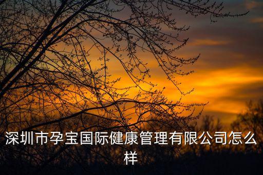深圳市孕寶國際健康管理有限公司怎么樣