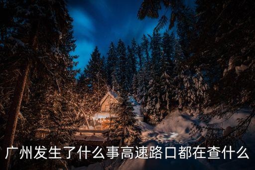 廣州發(fā)生了什么事高速路口都在查什么