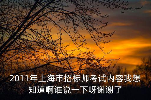 2011年上海市招標師考試內容我想知道啊誰說一下呀謝謝了