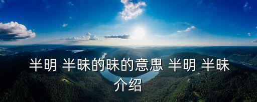  半明 半昧的昧的意思 半明 半昧介紹