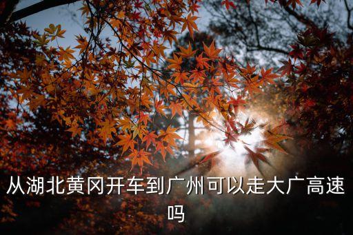 從湖北黃岡開車到廣州可以走大廣高速嗎