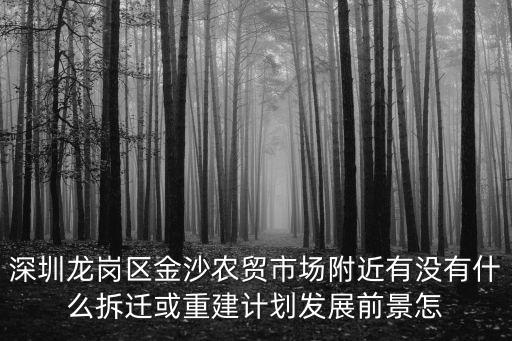 深圳龍崗區金沙農貿市場附近有沒有什么拆遷或重建計劃發展前景怎
