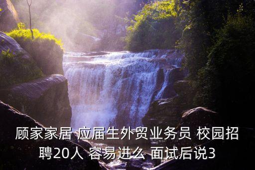 顧家家居 應屆生外貿業務員 校園招聘20人 容易進么 面試后說3