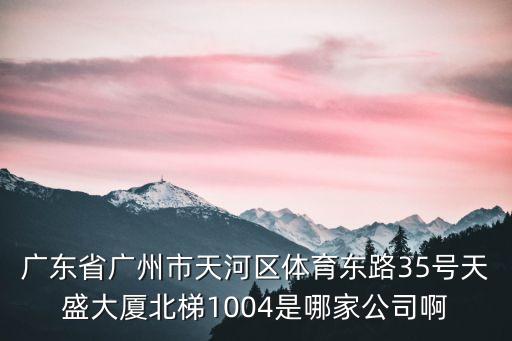 廣東省廣州市天河區(qū)體育東路35號(hào)天盛大廈北梯1004是哪家公司啊