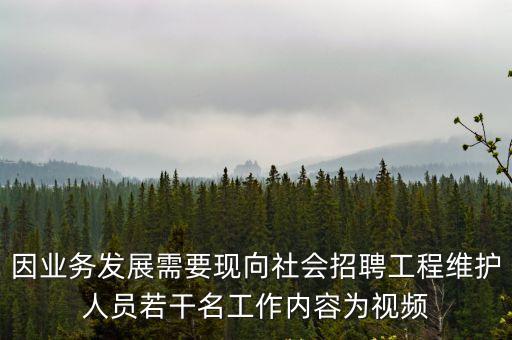 因業(yè)務(wù)發(fā)展需要現(xiàn)向社會(huì)招聘工程維護(hù)人員若干名工作內(nèi)容為視頻