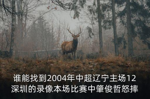國乒 直播 深圳，誰能找到2004年中超遼寧主場12深圳的錄像本場比賽中肇俊哲怒摔