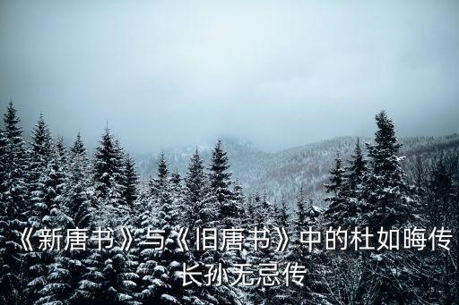 《新唐書》與《舊唐書》中的杜如晦傳、長孫無忌傳