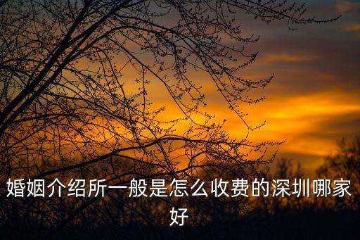 婚姻介紹所一般是怎么收費的深圳哪家好