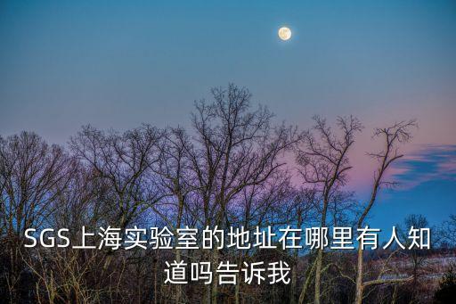 SGS上海實驗室的地址在哪里有人知道嗎告訴我