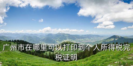 廣州個稅完稅證明打印嗎，在廣州海珠區公司在網上繳稅完成后要去稅局打印完稅憑證嗎