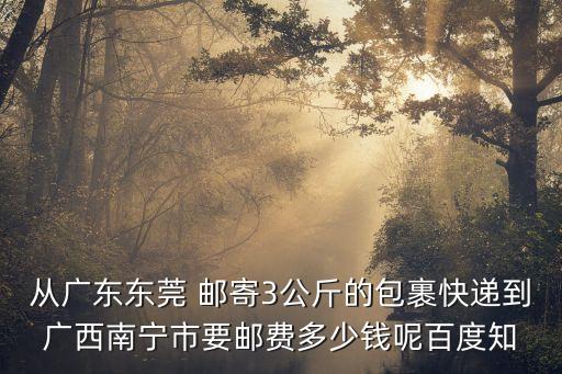 從廣東東莞 郵寄3公斤的包裹快遞到廣西南寧市要郵費多少錢呢百度知