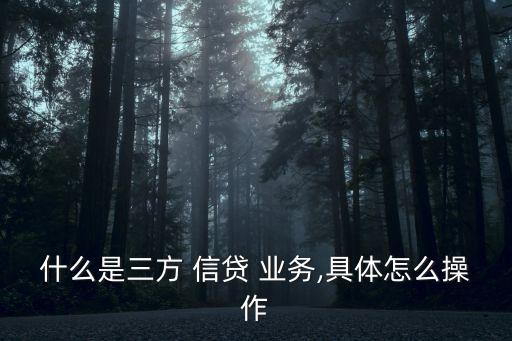 什么是三方 信貸 業務,具體怎么操作