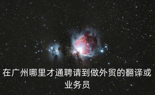 在廣州哪里才通聘請到做外貿的翻譯或業(yè)務員