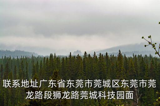 聯系地址廣東省東莞市莞城區東莞市莞龍路段獅龍路莞城科技園面