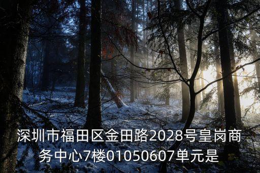 深圳奧賽思，深圳市福田區金田路2028號皇崗商務中心7樓01050607單元是