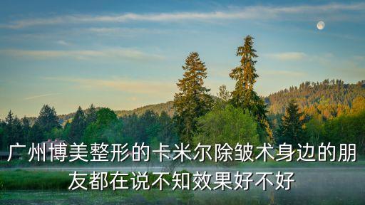 廣州除皺推薦博美，廣州博美整形的卡米爾除皺術(shù)身邊的朋友都在說不知效果好不好