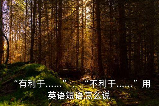 “有利于……”、“不利于……”用 英語短語怎么說
