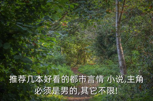推薦幾本好看的都市言情 小說,主角必須是男的,其它不限!