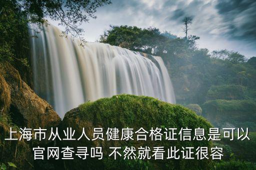 上海市從業人員健康合格證信息是可以官網查尋嗎 不然就看此證很容