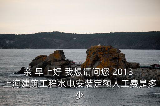 親 早上好 我想請問您 2013 上海建筑工程水電安裝定額人工費是多少