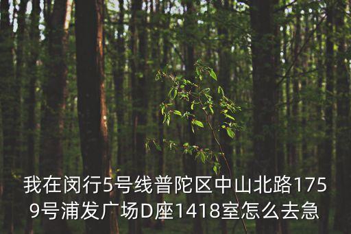 我在閔行5號線普陀區中山北路1759號浦發廣場D座1418室怎么去急