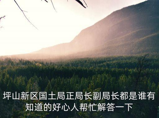 坪山新區(qū)國(guó)土局正局長(zhǎng)副局長(zhǎng)都是誰(shuí)有知道的好心人幫忙解答一下