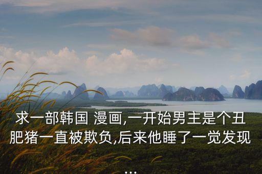 求一部韓國 漫畫,一開始男主是個丑肥豬一直被欺負,后來他睡了一覺發現...