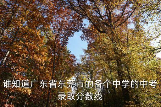 誰知道廣東省東莞市的各個中學的中考錄取分數線
