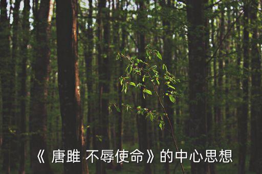 《 唐雎 不辱使命》的中心思想