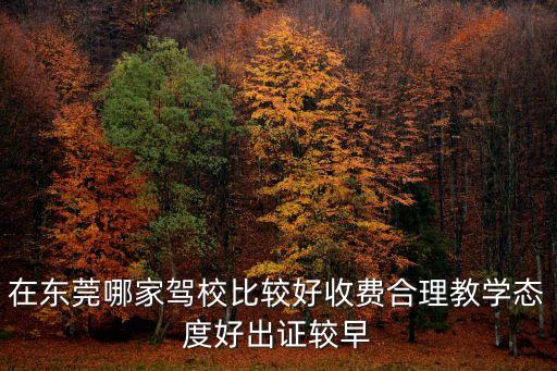 在東莞哪家駕校比較好收費合理教學態度好出證較早