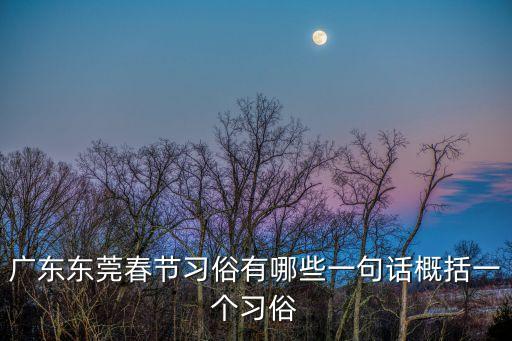 廣東東莞春節習俗有哪些一句話概括一個習俗