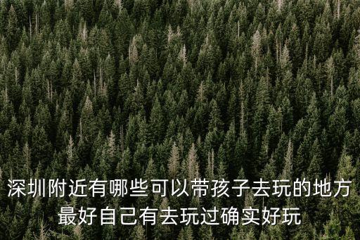 深圳附近有哪些可以帶孩子去玩的地方最好自己有去玩過(guò)確實(shí)好玩