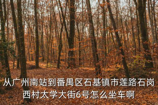 廣州南到石基坐幾號線，從廣州南站到番禺區石基鎮市蓮路石崗西村太學大街6號怎么坐車啊