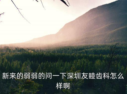 新來的弱弱的問一下深圳友睦齒科怎么樣啊