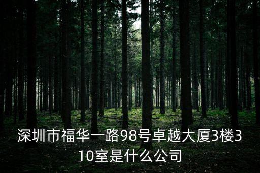 深圳市福華一路98號卓越大廈3樓310室是什么公司