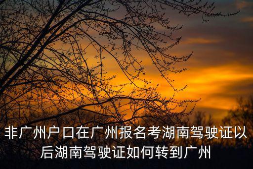 非廣州戶口在廣州報名考湖南駕駛證以后湖南駕駛證如何轉到廣州