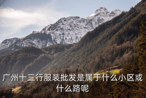 廣州十三行服裝批發(fā)是屬于什么小區(qū)或什么路呢