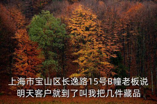 上海市寶山區長逸路15號B幢老板說明天客戶就到了叫我把幾件藏品