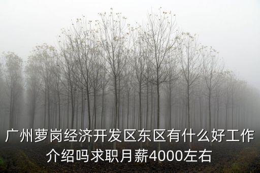 廣州蘿崗經(jīng)濟開發(fā)區(qū)東區(qū)有什么好工作介紹嗎求職月薪4000左右