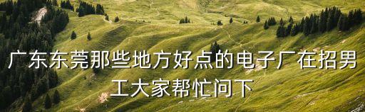 廣東東莞那些地方好點(diǎn)的電子廠在招男工大家?guī)兔栂? class=
