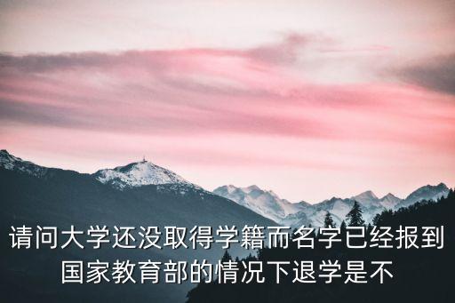 請問大學還沒取得學籍而名字已經報到國家教育部的情況下退學是不