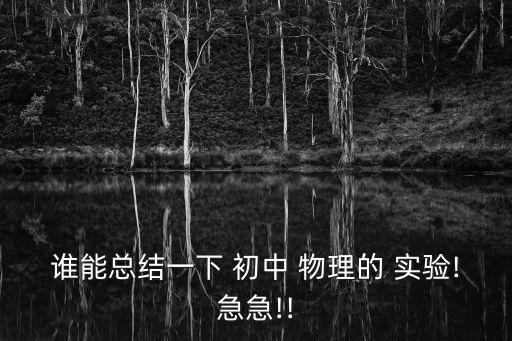 誰能總結一下 初中 物理的 實驗!急急!!