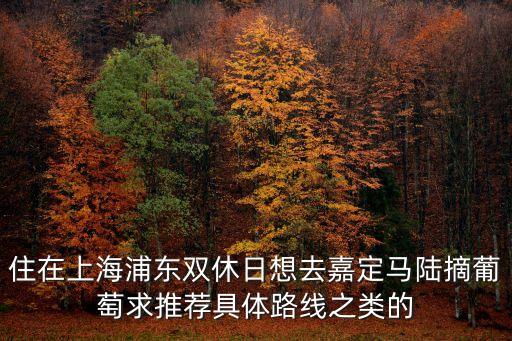 上海市嘉定暢園葡萄園，住在上海浦東雙休日想去嘉定馬陸摘葡萄求推薦具體路線之類的