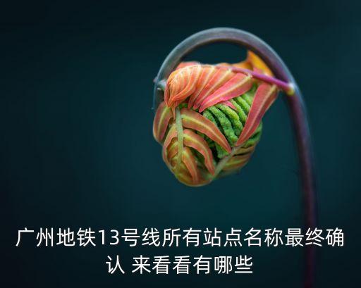 廣州地鐵13號線所有站點名稱最終確認 來看看有哪些