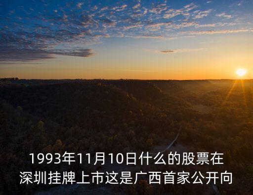 深圳合力光電上市，1993年11月10日什么的股票在深圳掛牌上市這是廣西首家公開向
