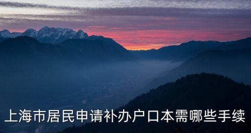 上海市居民申請補辦戶口本需哪些手續