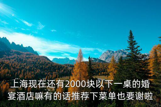 上?，F(xiàn)在還有2000塊以下一桌的婚宴酒店嘛有的話推薦下菜單也要謝啦
