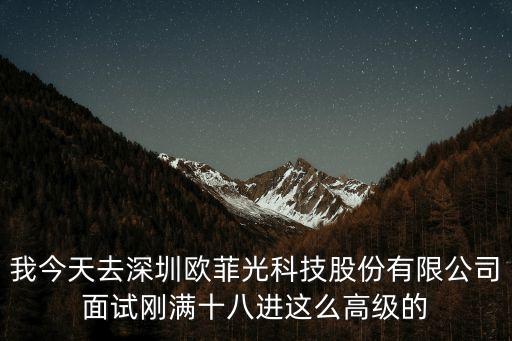 我今天去深圳歐菲光科技股份有限公司面試剛滿十八進這么高級的