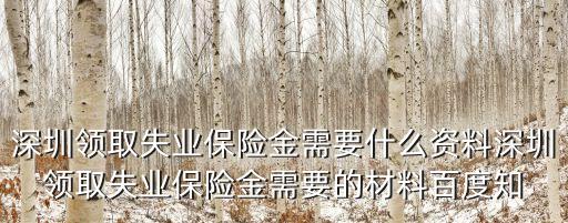深圳領取失業保險金需要什么資料深圳領取失業保險金需要的材料百度知