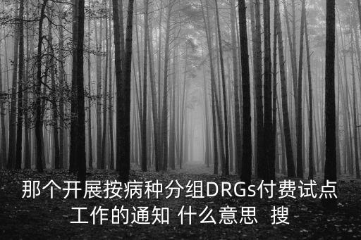 那個開展按病種分組DRGs付費試點工作的通知 什么意思  搜